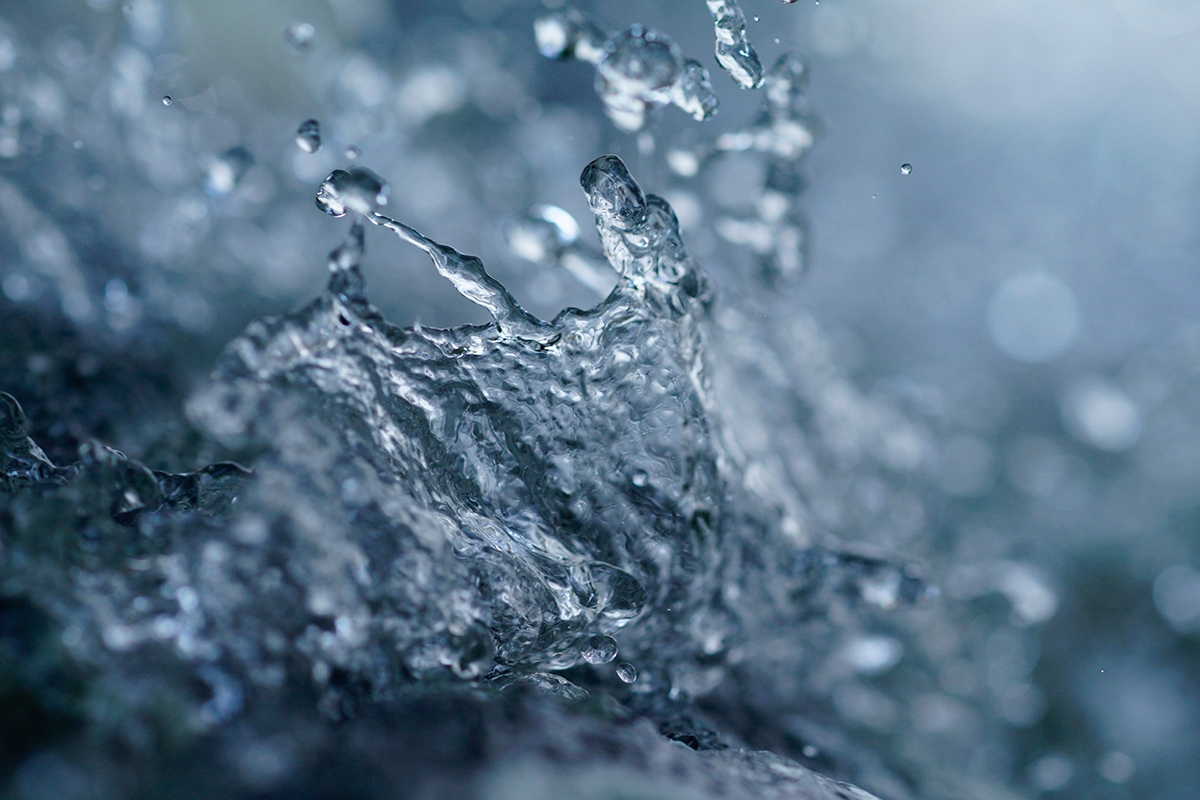 Close-up shot of splashing water in motion
