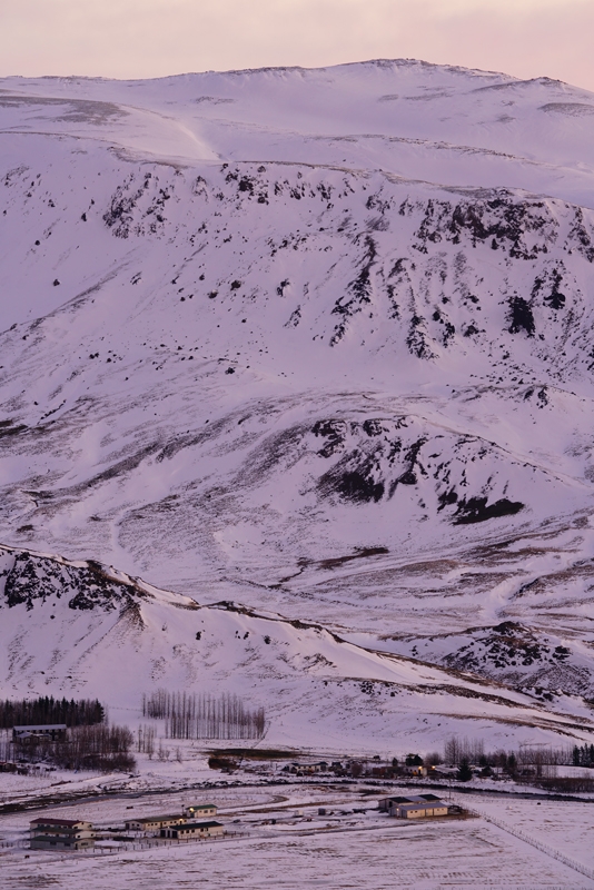 Snow-covered mountain scene