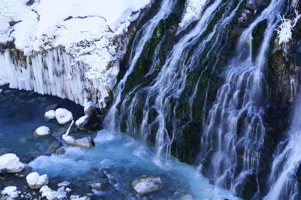 Waterfall in icy landscape