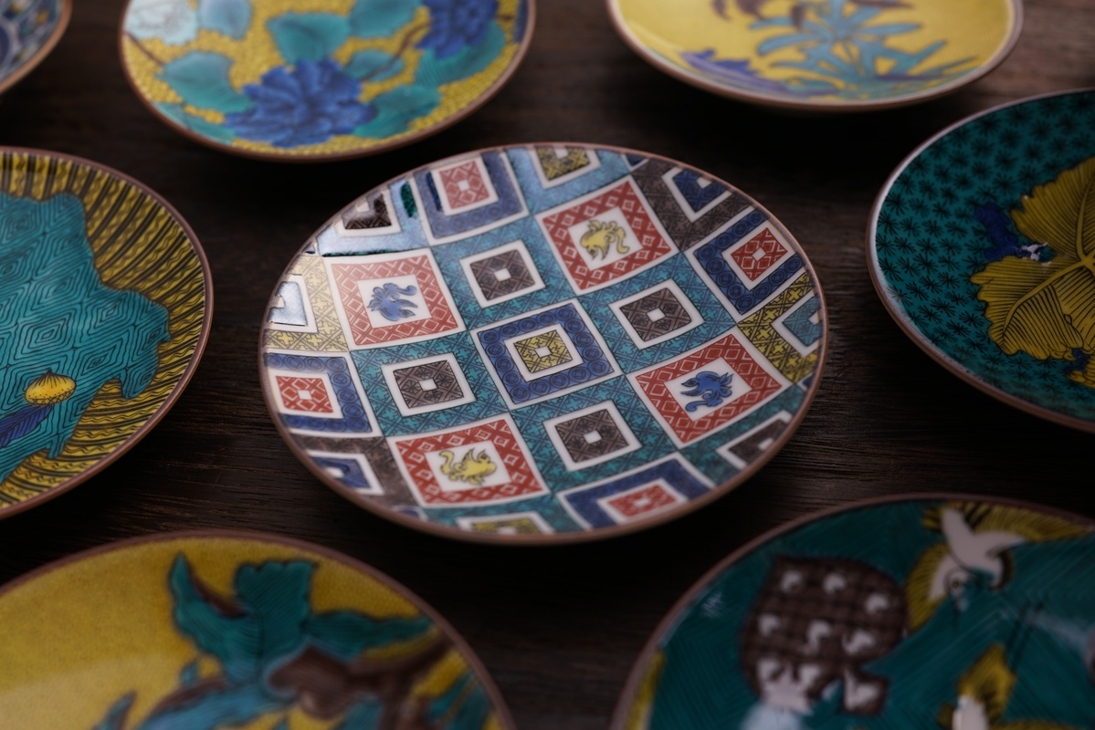 Collection of plates with various pattern designs
