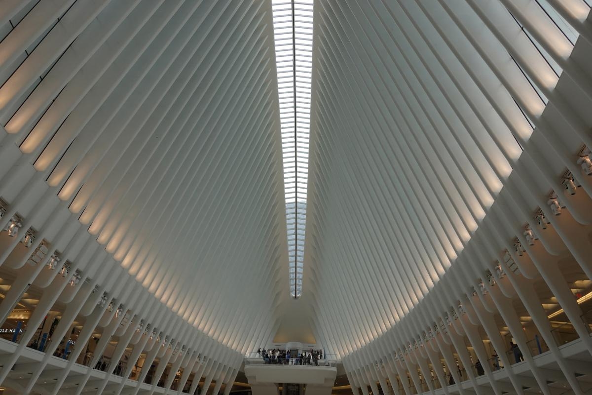 View of high ceiling of building (World Trade Center Transportation Hub, New York)
