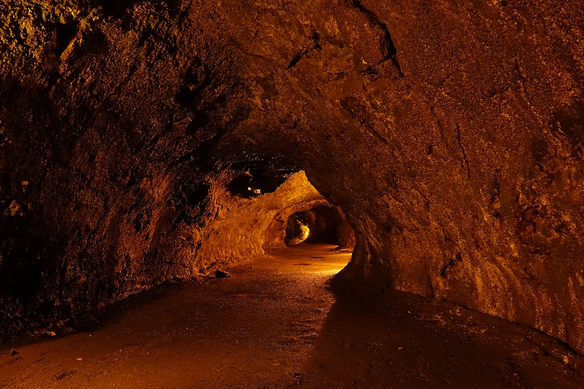 Interior of cave in red rock