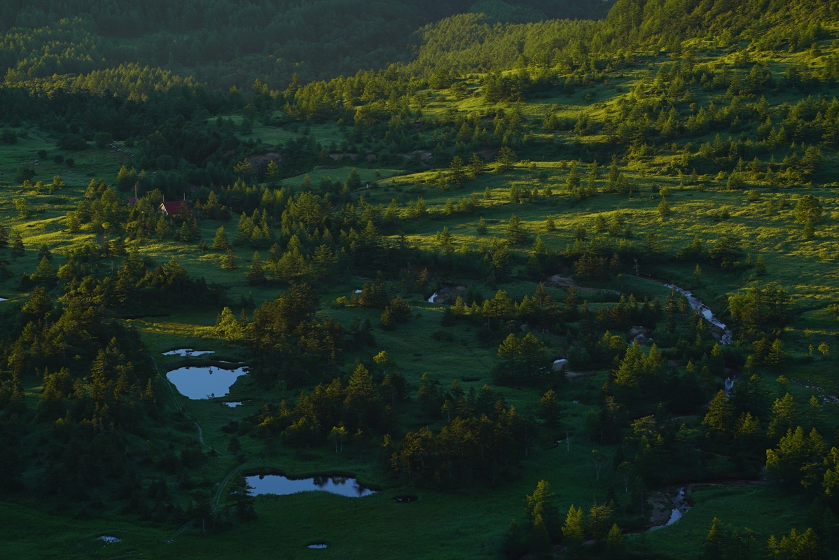 Aerial shot of rural area with some lakes