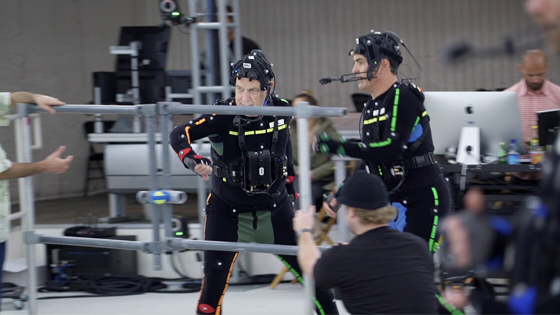 Richard McGonagle being shot with the motion capture camera system.